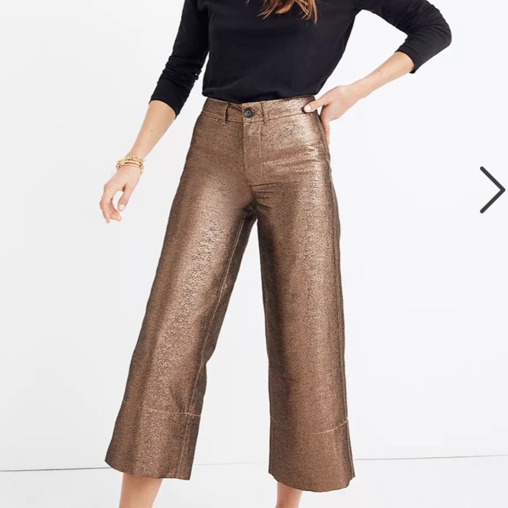 NWT-  Madewell. Metallic wide leg crop pants